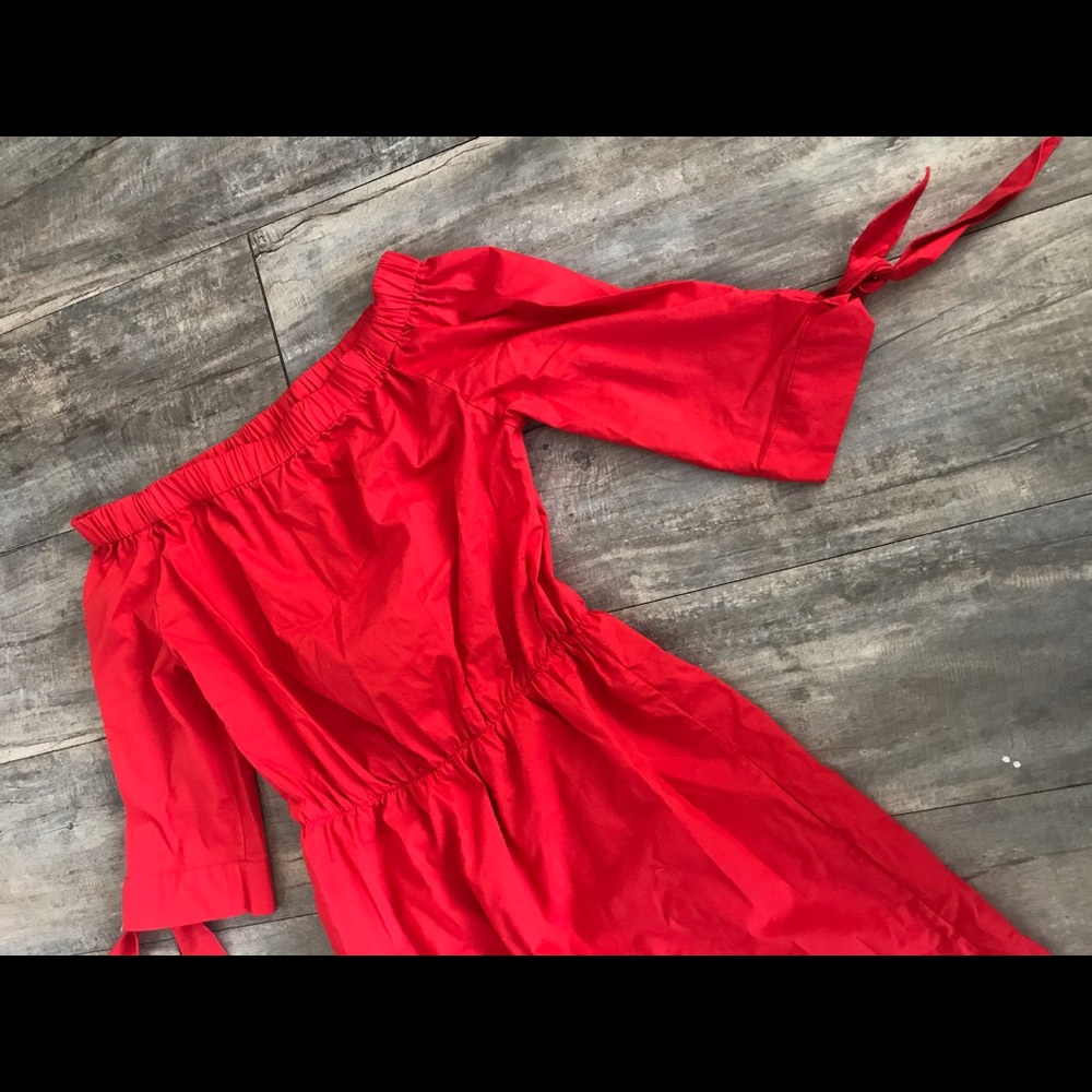 H&M red off-the shoulder dress
